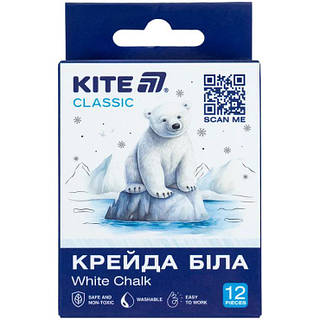 Мел «Classic» белый круглый, 12 шт, ТМ Kite