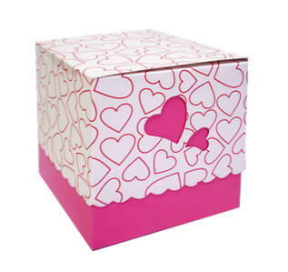 Подарункова Упаковка для чашки з принтом (серце) Рожева