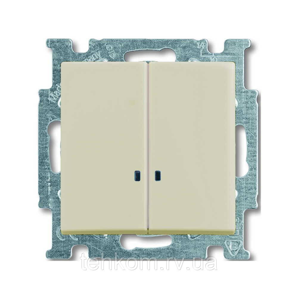 Вимикач ABB basic55 cлонова кість 2кл з підсвіткою, фото 1