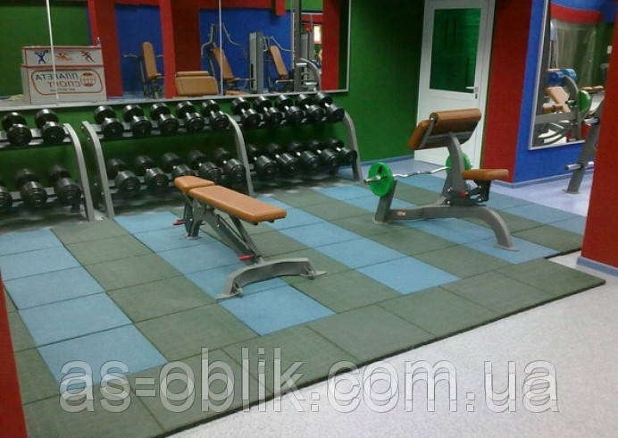 Гумова плитка для спортивних майданчиків 500х500х35 мм, фото 1