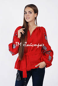 Блузка бохо вишита червона, вишиванка, у етностілі