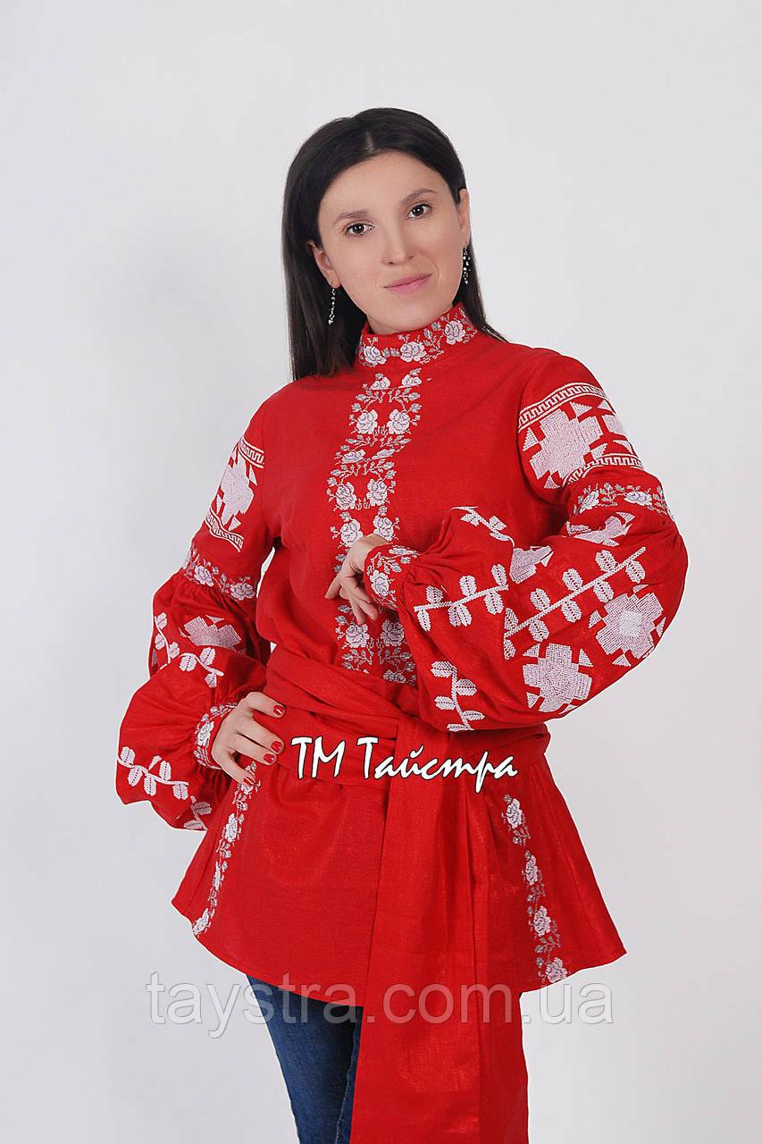 Блузка бохо вишита червона, вишиванка, у етностілі