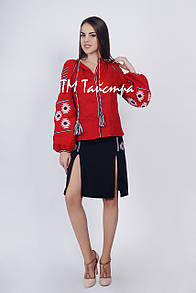 Блузка бохо вишита червона, вишиванка, у етностілі