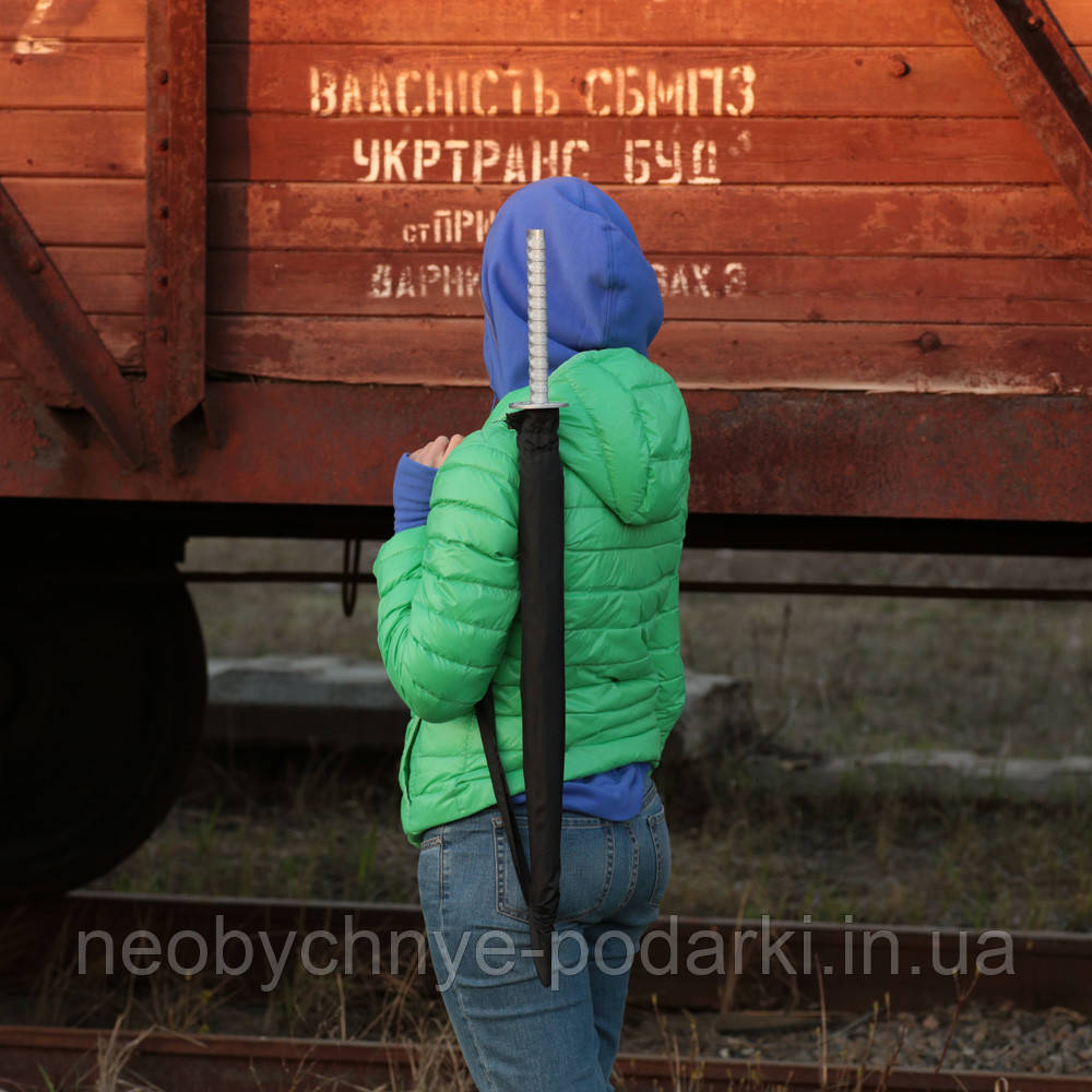 Парасоля катана зі сріблястою ручкою 8 спиць із фібергласа