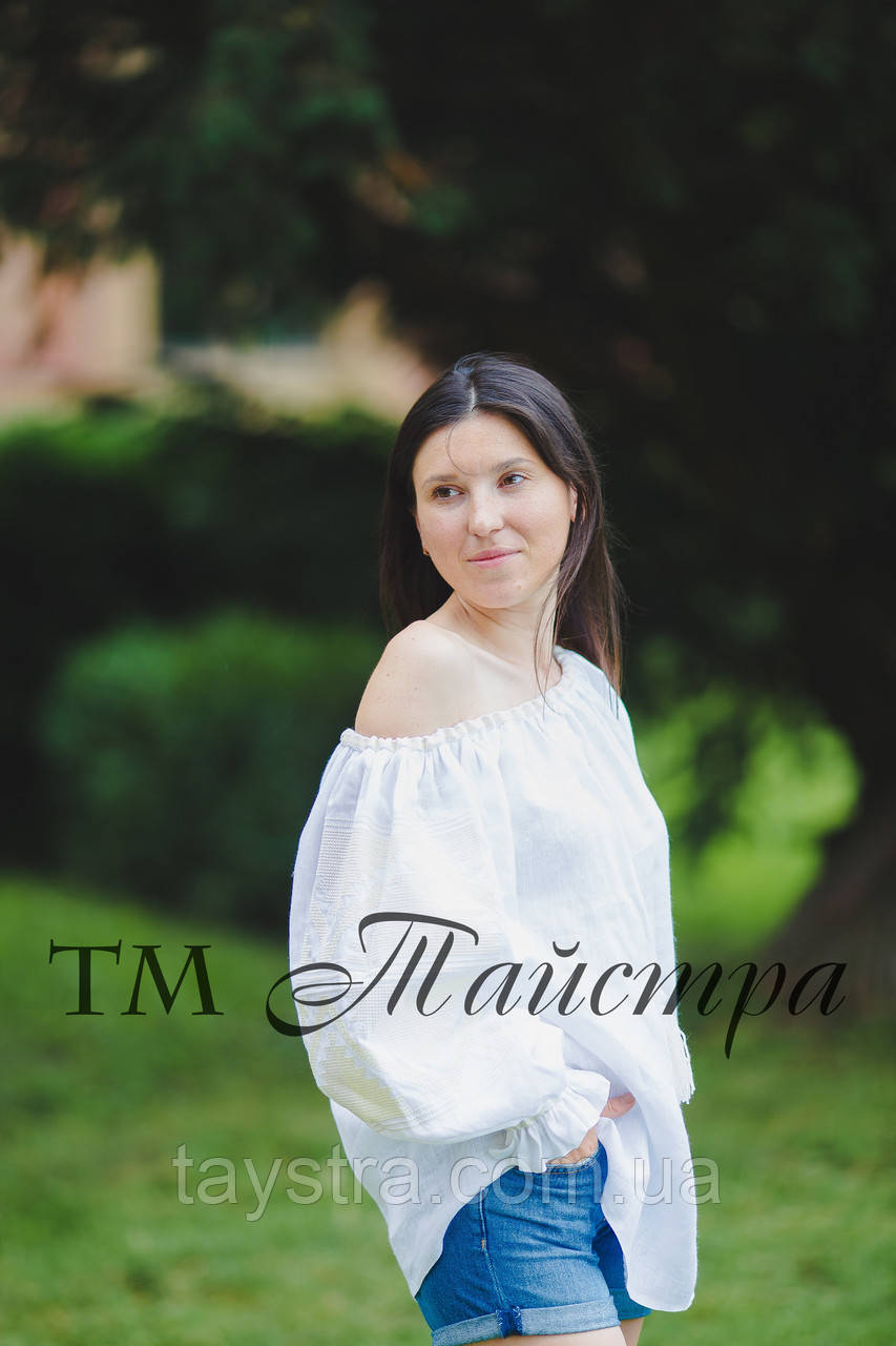 Блузка біла бохо вишита жіноча, відкриті плечі, етностиль,Bohemia