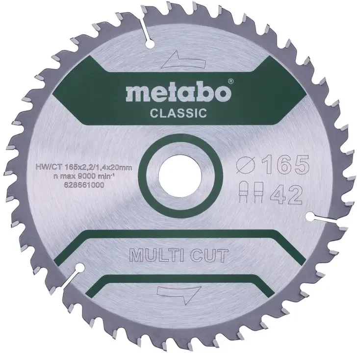 Metabo MULTI CUT CLASSIC 628661000 Відрізний диск 165 x 20 x 1,4 мм Кількість зубців: 42 1 шт., фото 1