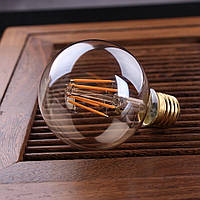 LED лампа Эдисона G-80 (6w) (AMBER) Filament