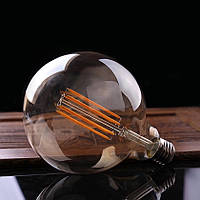 LED лампа Эдисона G-125 (6w) (AMBER) Filament (диммируемая)