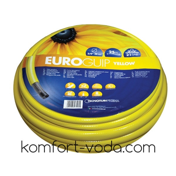 Поливальний шланг Tecnotubi EURO GUIP YELLOW, 1/2" 20 м.