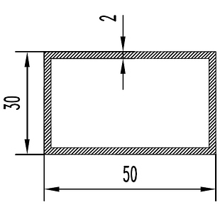 Прямокутна труба 50х30х2 мм