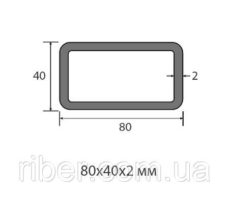 Прямокутна труба 80х40х2 мм ( 6м, 12м)
