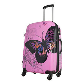 Валіза на колесах Monopol midi Butterfly рожева, фото 1