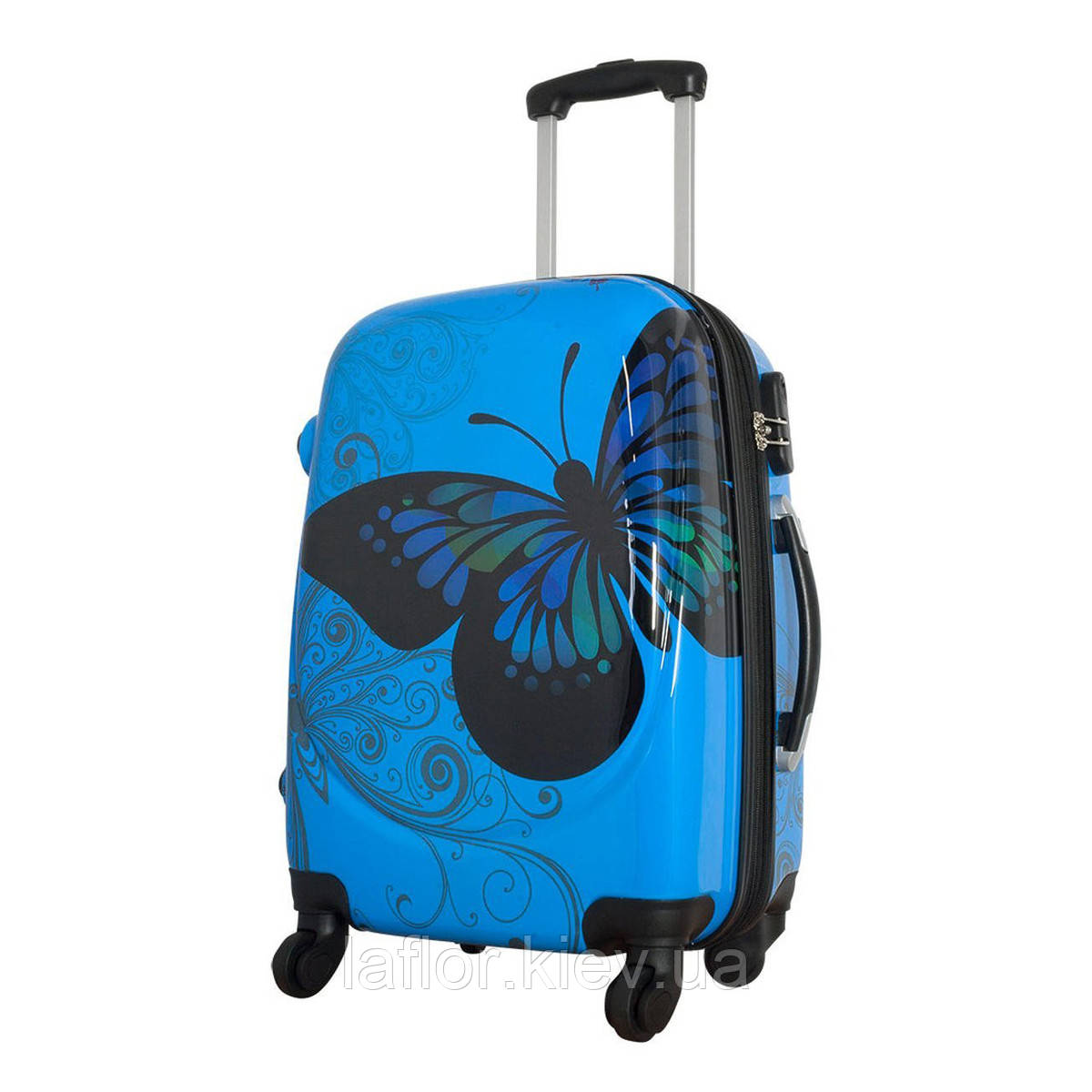 Валіза на колесах Monopol midi Butterfly блакитна