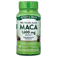 Мака, Maca, Nature's Truth, красная, желтая, черная, 1600 мг, 60 капсул быстрого высвобождения