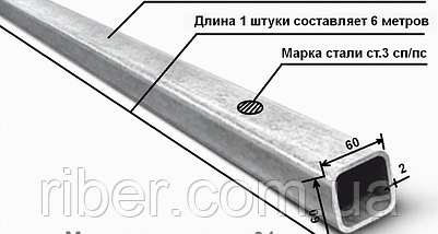 Труба квадратна 60х60х2 мм, фото 3