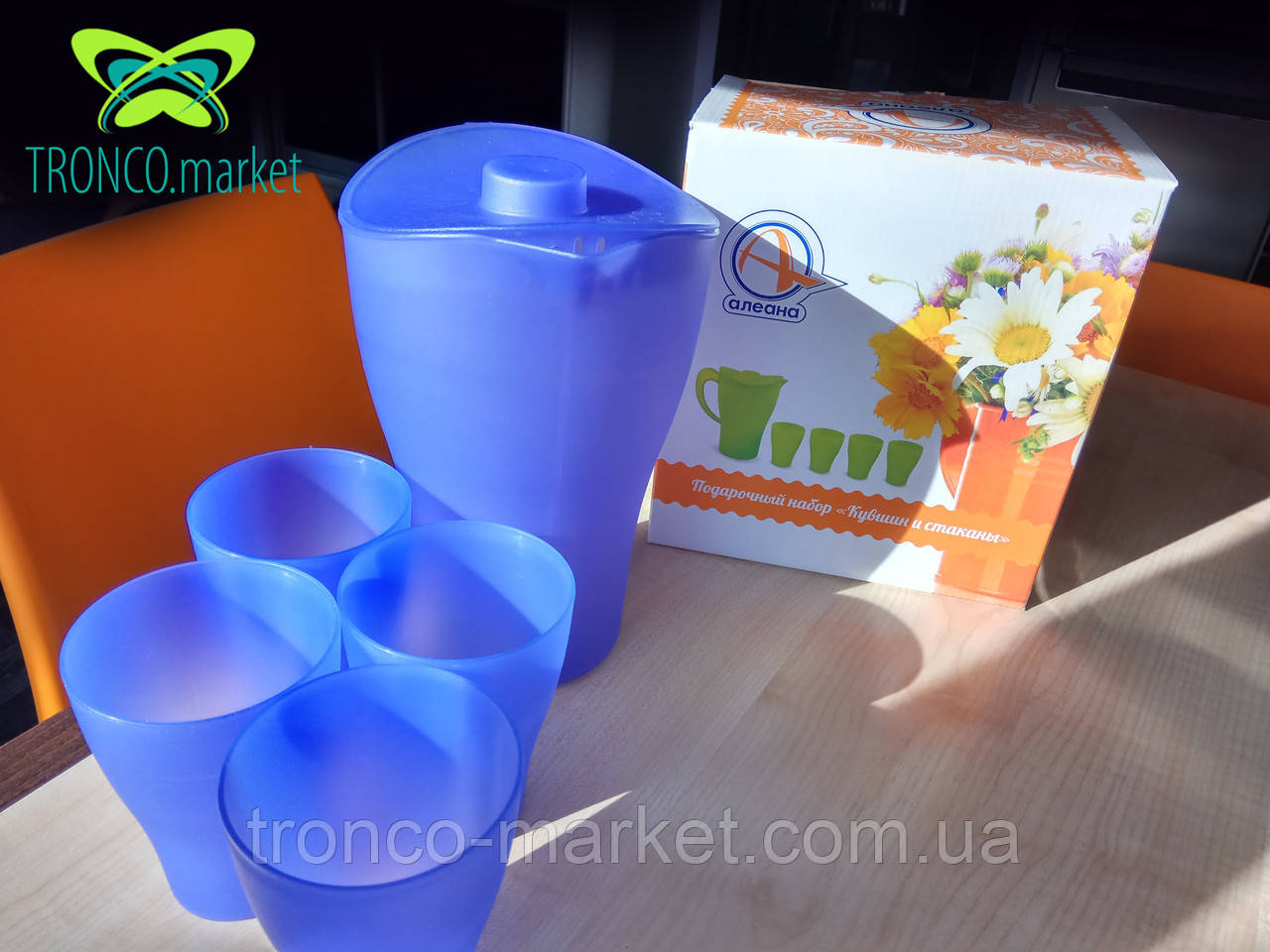 Набор посуды для подачи и разлива напитков: Кувшин с крышкой и стаканы - фото 2 - id-p526494846