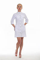 Женский белый медицинский халат с воротником стойкой, р-ры:40-60.