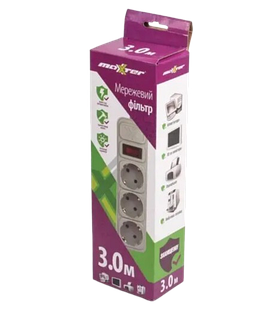 Сетевой фильтр Maxxter SPM3-G-10G 3 гнезда, 3 метра