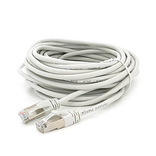 Патч-корд литой MERLION, FTP, RJ45, Cat.5e, 10m, серый, CU, Q200