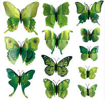 Метелики для декору подвійні 12 шт., зелені
