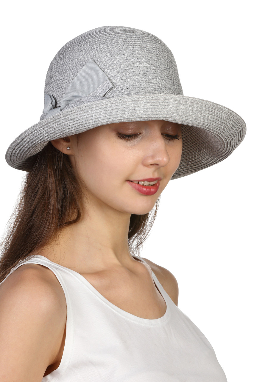 Капелюх м'який з бантом сірий, фото 1