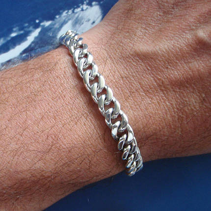 Срібний чоловічий браслет, 230 мм, 40 грамів, плетіння Панцир, фото 2