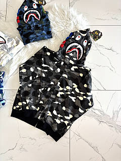 Bape Shark Fullzip Camo Black Grey WTK9