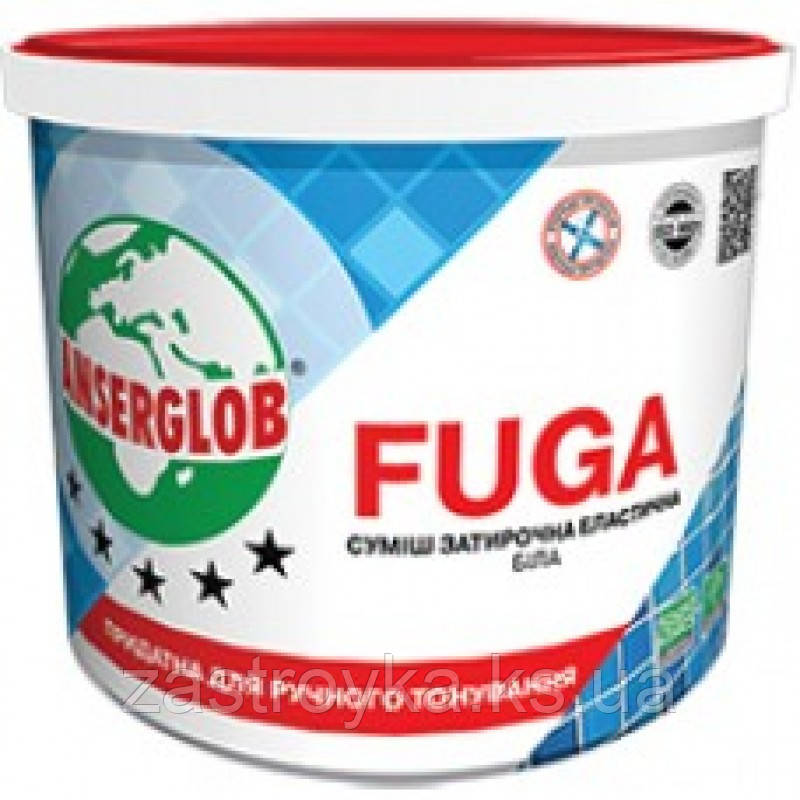 Затирка для плитки, еластичний водостійкий шов ANSERGLOB Fuga (біла), 1 кг