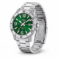 Мужские часы Casio MTP-VD01D-3B с зеленым циферблатом и стальным браслетом