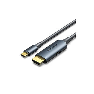 Кабель мультимедийный USB-C to HDMI M 1.5m 4K60Hz + USB-C F power gray Vention (ABLHG)
