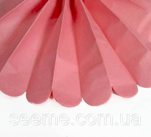 Паперові помпони з тиш'ю «Island Pink», діаметр 35 см.