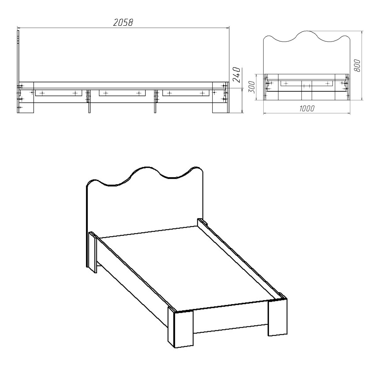 Кровать 100 МДФ - фото 4 - id-p527129328