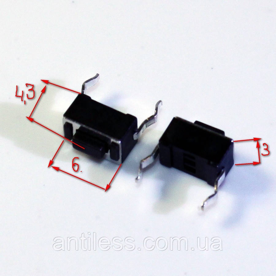 Кнопка 2 PIN DIP 3*6*4.3 3x6x4.3 мм, фото 1
