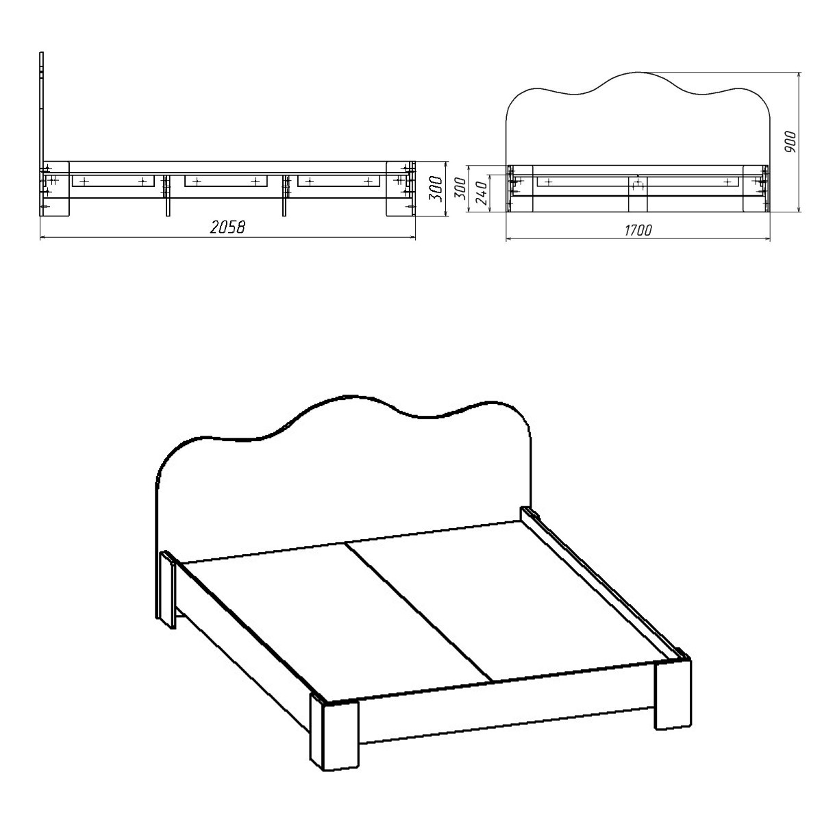 Кровать 170 МДФ - фото 3 - id-p527132285