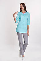 Жіноча медична куртка топ Софія бірюзовий - Одяг косметолога