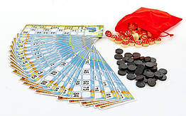 Настільна гра російське лото економ 2039 з мішечком для зберігання: 90 бочок + 24 картки