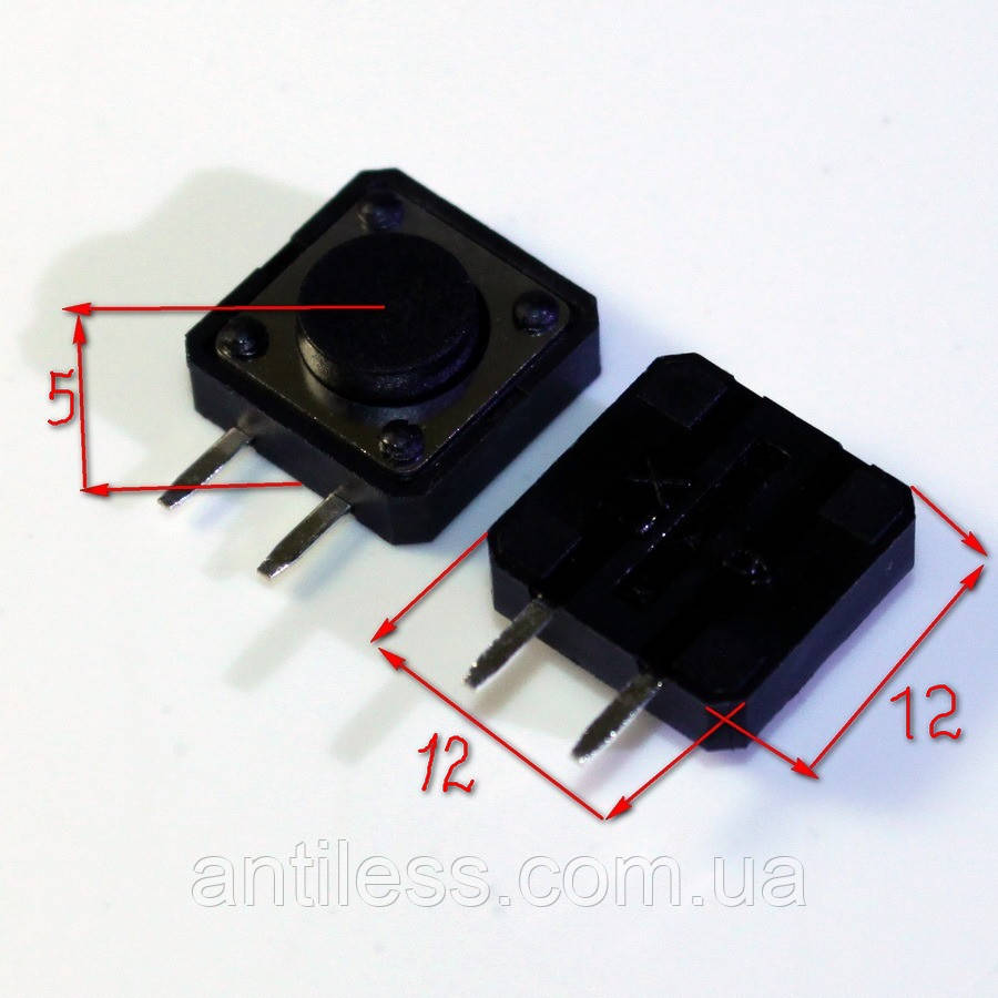 Кнопка БІЧНА 2 PIN 12*12*5 12x12x5 мм