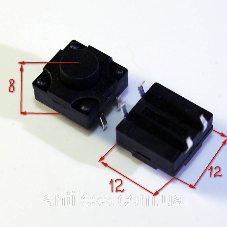 Кнопка ВОДОНЕПРОНИКНА DIP 4 PIN 12*12*8 12x12x8 мм