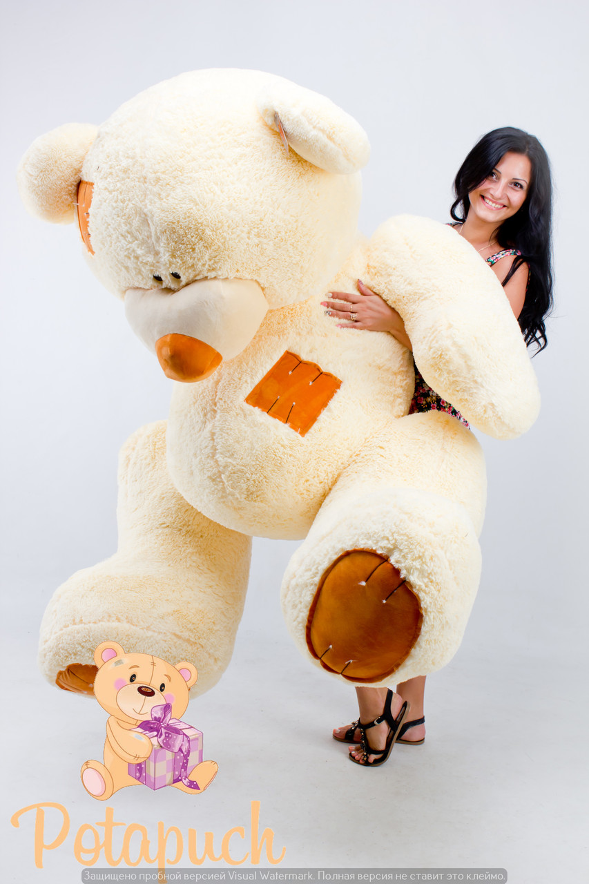 Великий плюшевий ведмедик Тедді 230 см кремовий