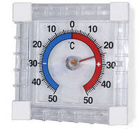 Термометр оконный КВАДРАТ (от -50°C до +50°C) механический оконный на липучках 7х7см