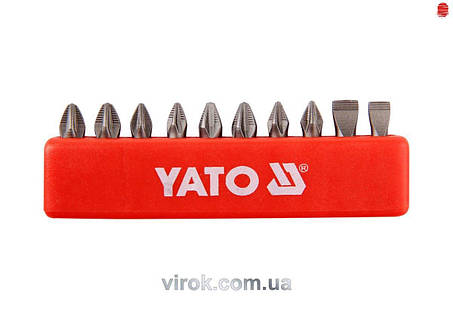 Набор бит для отвертки YATO SL5 SL6 PH1 PH2 PZ1 PZ2 25 мм 10 штук для сборки ремонта и обслуживания