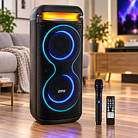 Портативная акустическая система ZPX ZX-7791 250 Вт 800 Вт Мощная колонка PMPO, 2x8", Bluetooth, TWS, LED, UHF-микрофон