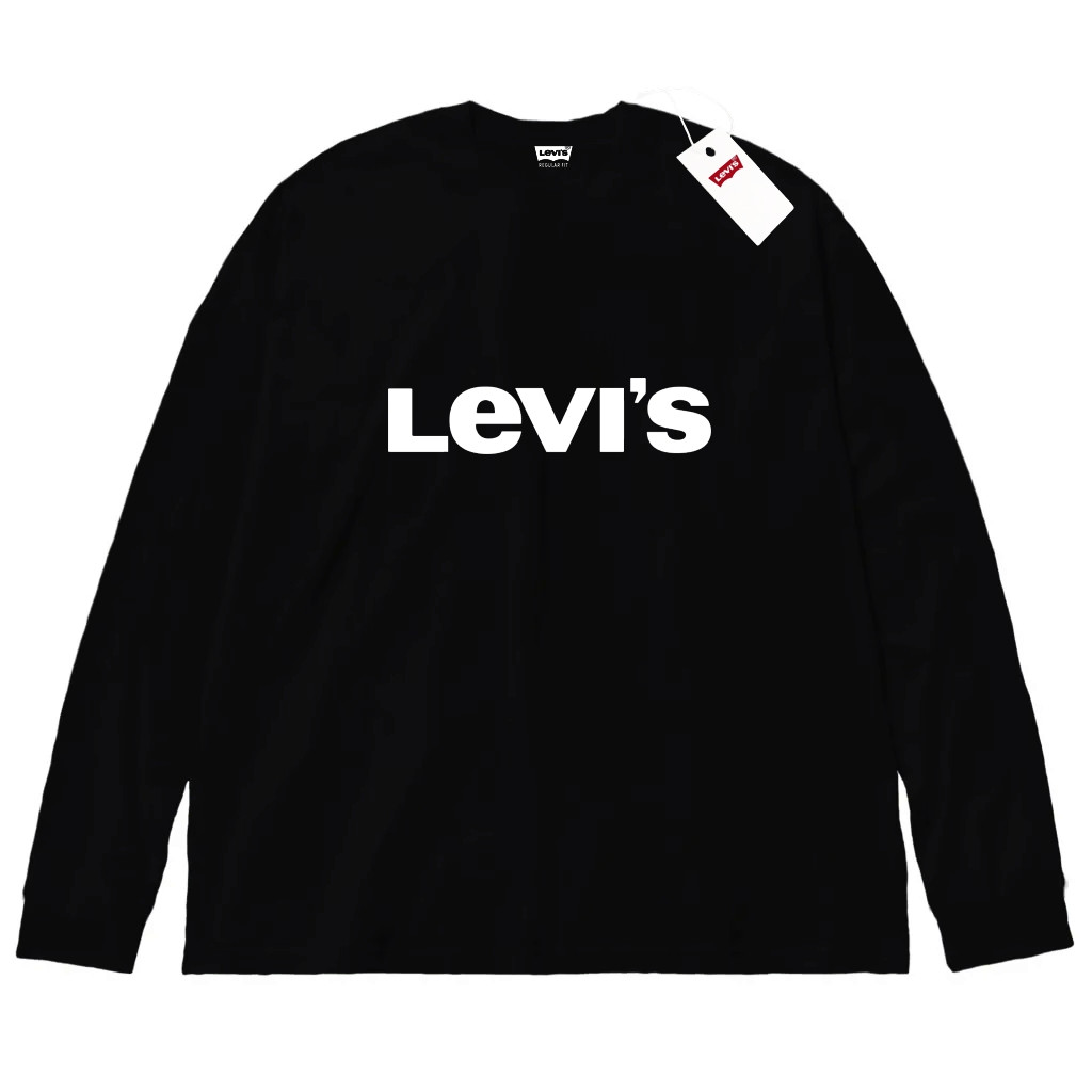Черный лонгслив Levi's Logo лого унисекс Левайс