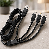 Кабель 3 в 1 для зарядки USB с разъемами Type-C, Lightning и Micro USB / Кабель быстрая зарядка до 6A 26X-202