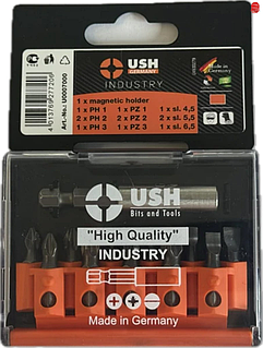 Набор бит для отвертки Industry USH 12 элементов с магнитным держателем для работы с крепежом