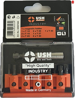 Набор бит для шуруповерта Industry USH 1/4 дюйма с магнитным держателем T10-T40 12 штук для ремонта и сборки