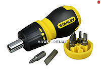 Викрутка реверсивная Stanley Multibit Stubby с храповым механизмом для профессионального использования с 6 насадками