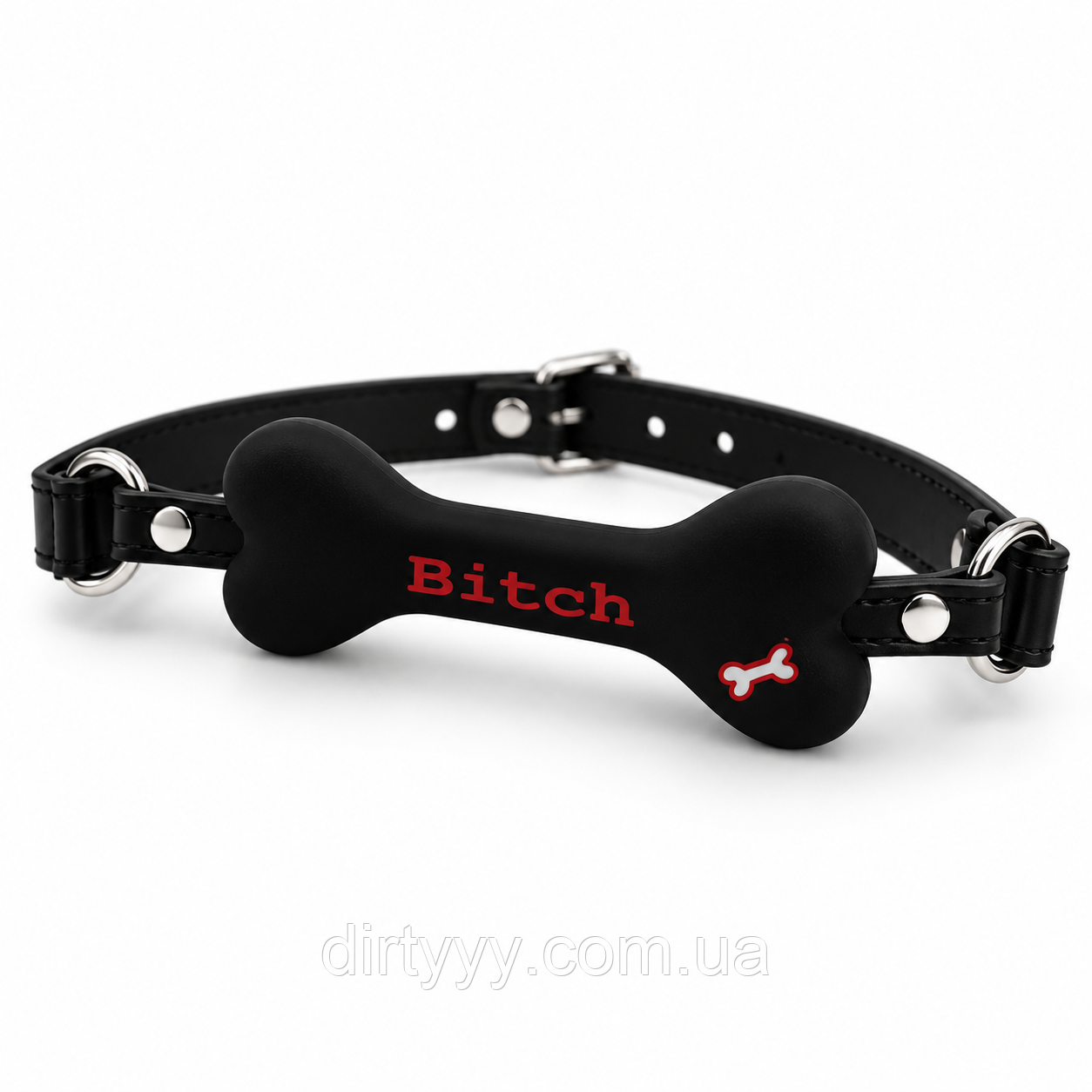 Кляп в виде кости DS Fetish с надписью "Bitch", черный, фото 1
