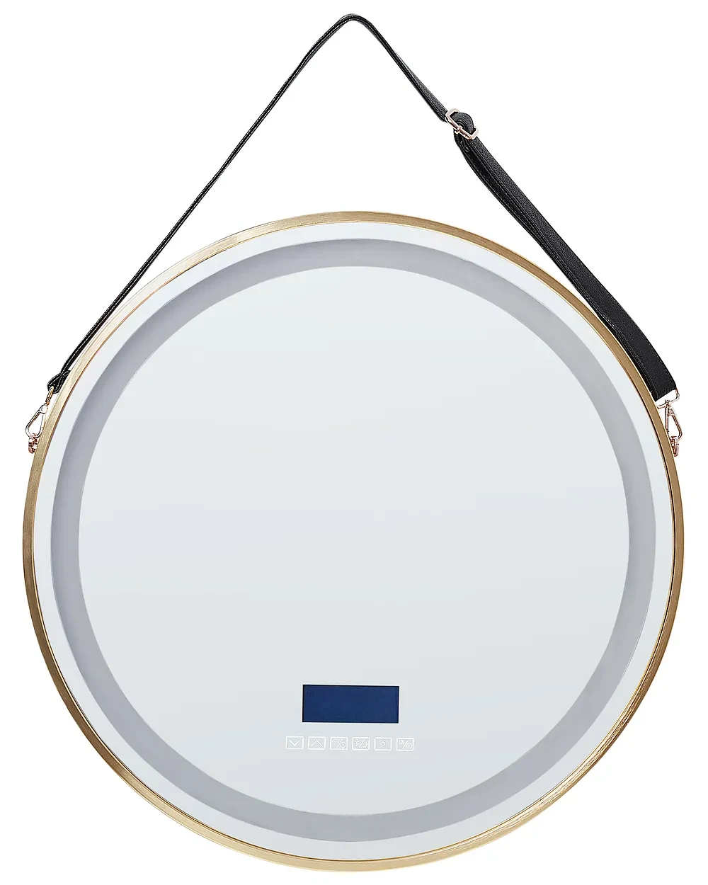 LED дзеркало для ванної кімнати DAROIS 60 см 60 см з вбудованим Bluetooth-динаміком Золото, фото 1