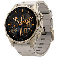 Смарт-часы Garmin fenix 8 43mm, AMOLED, Saph, SftGldSS/FogGryLeatherBnd, Excl, GPS 010-02903-40 brooklyn